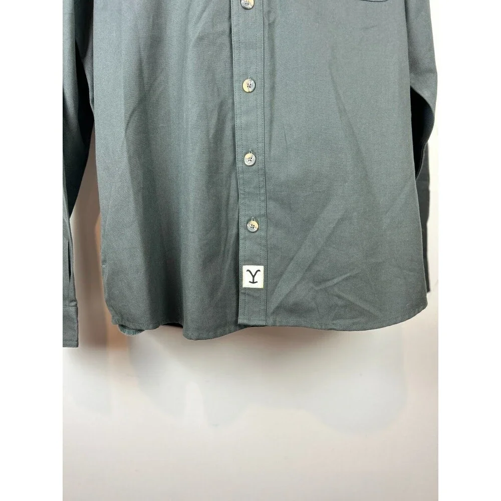 Yellow Stone TV Show Dark Green Chore Shirt Black Fleece Hood Size Large New